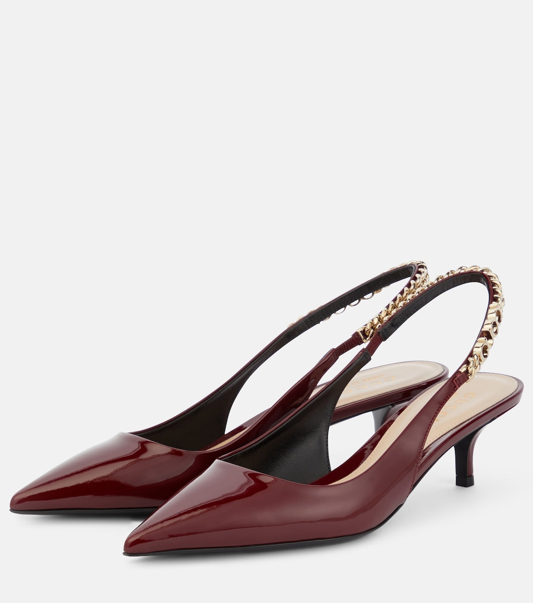 Gucci Signoria patent leather slingback pumps