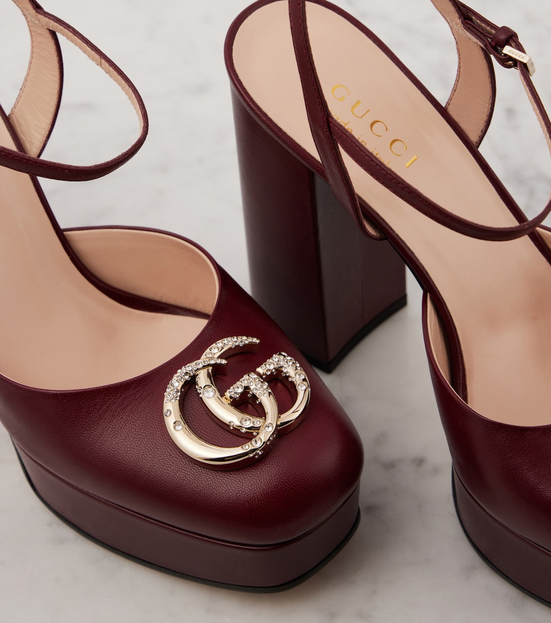 GUCCI Double G leather platform pumps