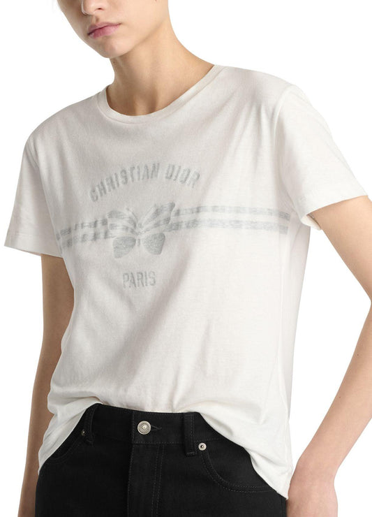 DIOR T-shirt cotton and linen jersey with Christian Dior Papillon motif