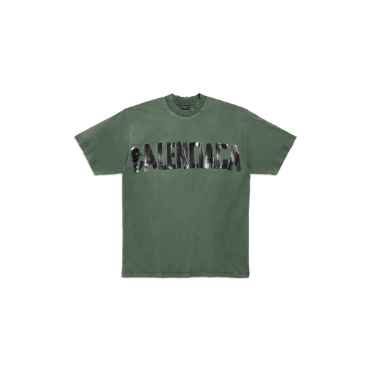 BALENCIAGA NEW TAPE TYPE T-SHIRT MEDIUM FIT IN DARK GREEN