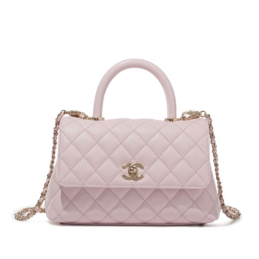 CHANEL  Caviar Quilted Small Coco Handle Flap Light Pink