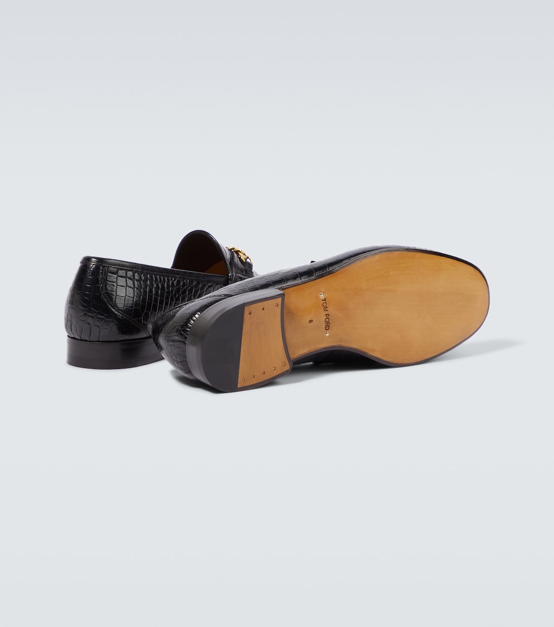 Tom Ford York Chain croc-effect leather loafers