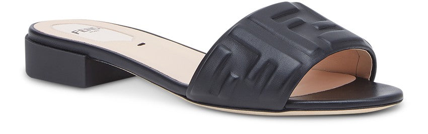 FENDI Black leather slides