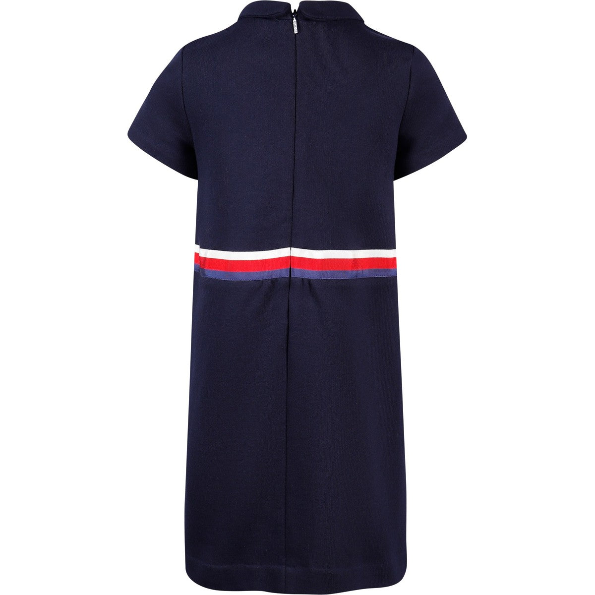 Girl GUCCI Tricolor Bow & Ruffle Dress in Navy