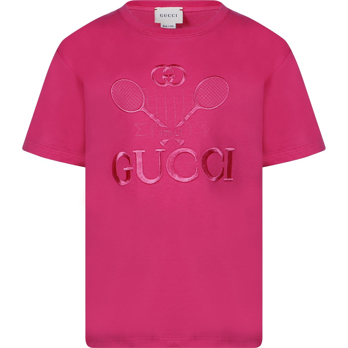 Boy & Girl GUCCI GG Tennis Logo T-Shirt in Pink