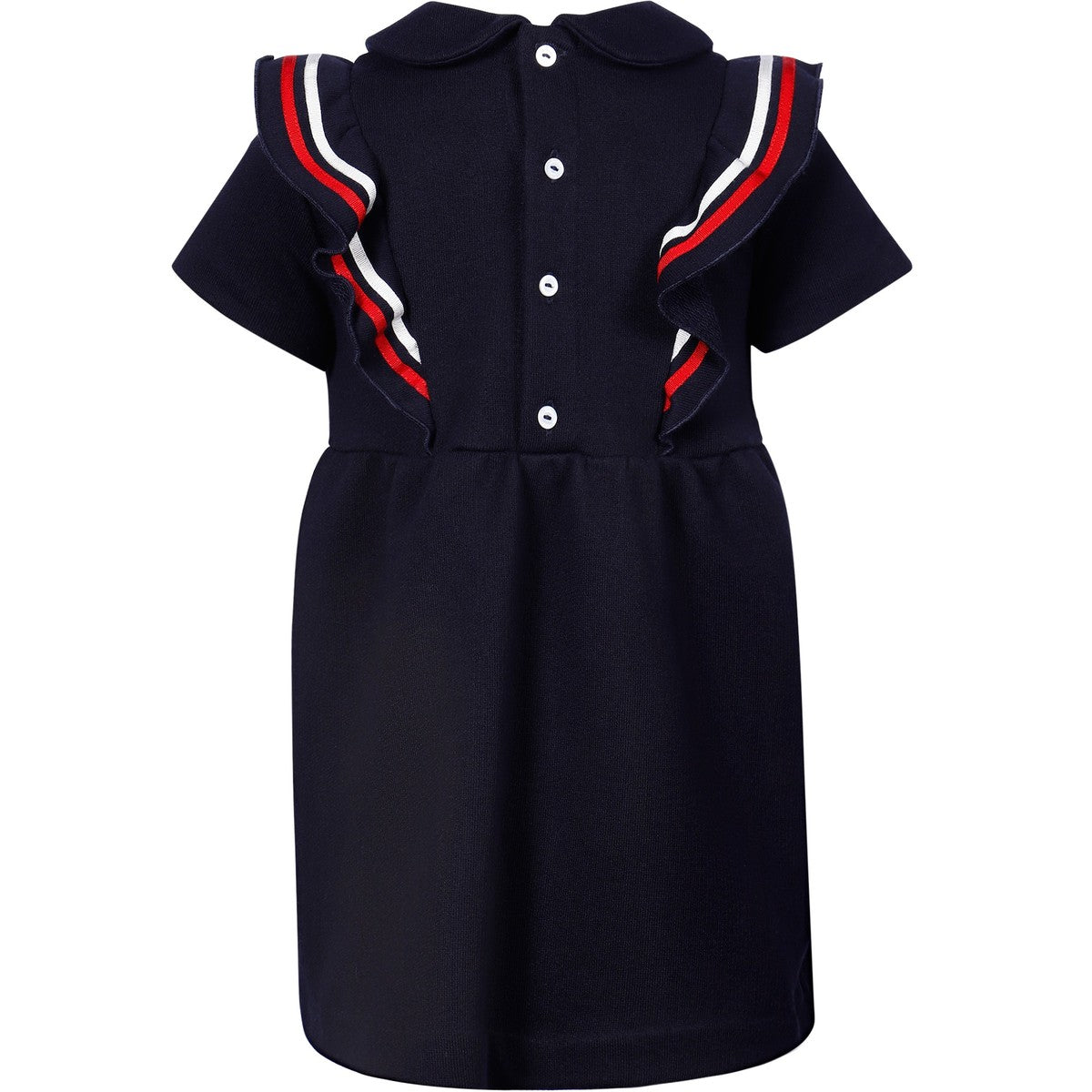 Girl GUCCI Tricolor Ribbon Dress in Navy