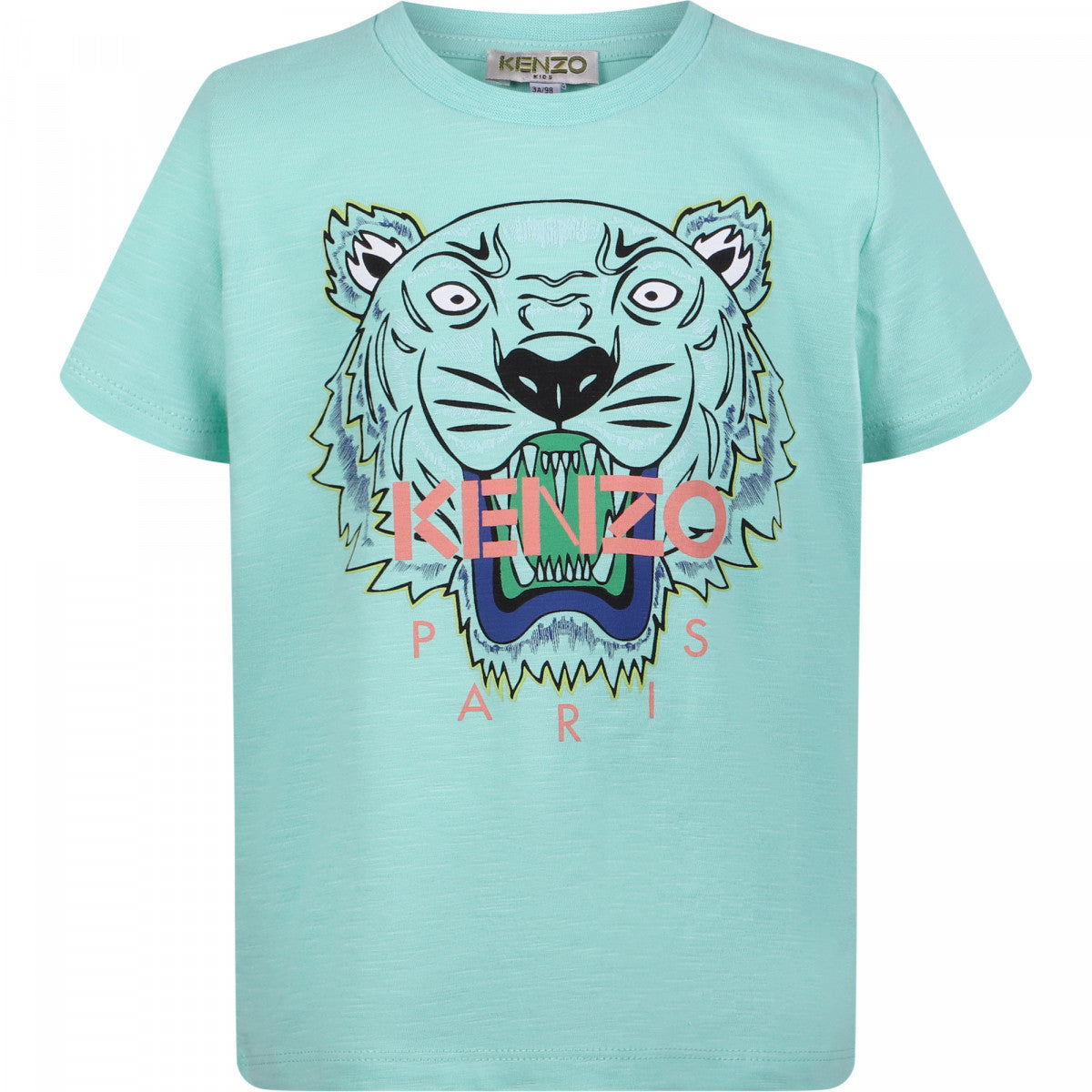 T-Shirt KENZO KIDS Tiger Logo pour Garçon et Fille en Vert Clair