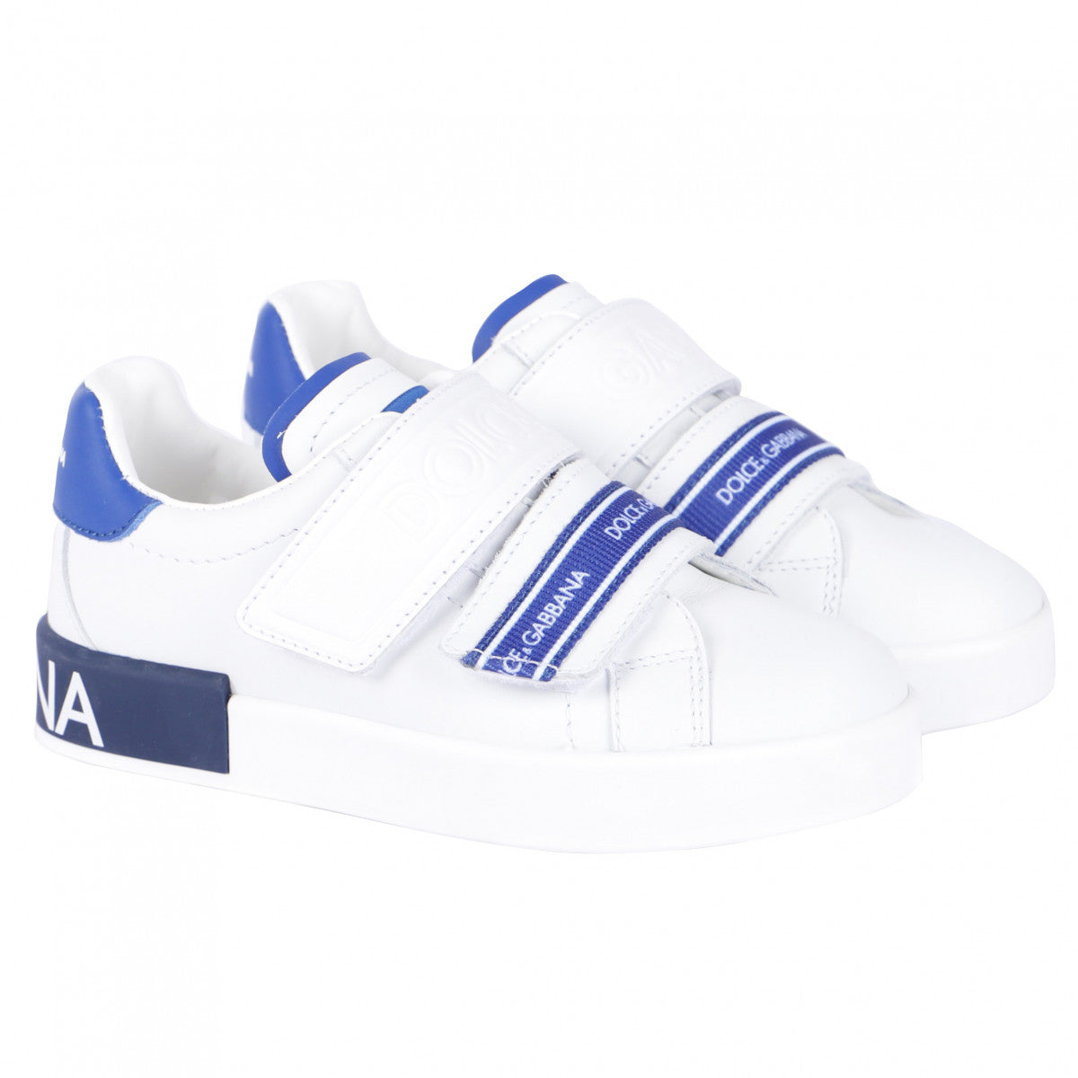 Boy & Girl DOLCE & GABBANA Logo RIbbon Sneakers in White