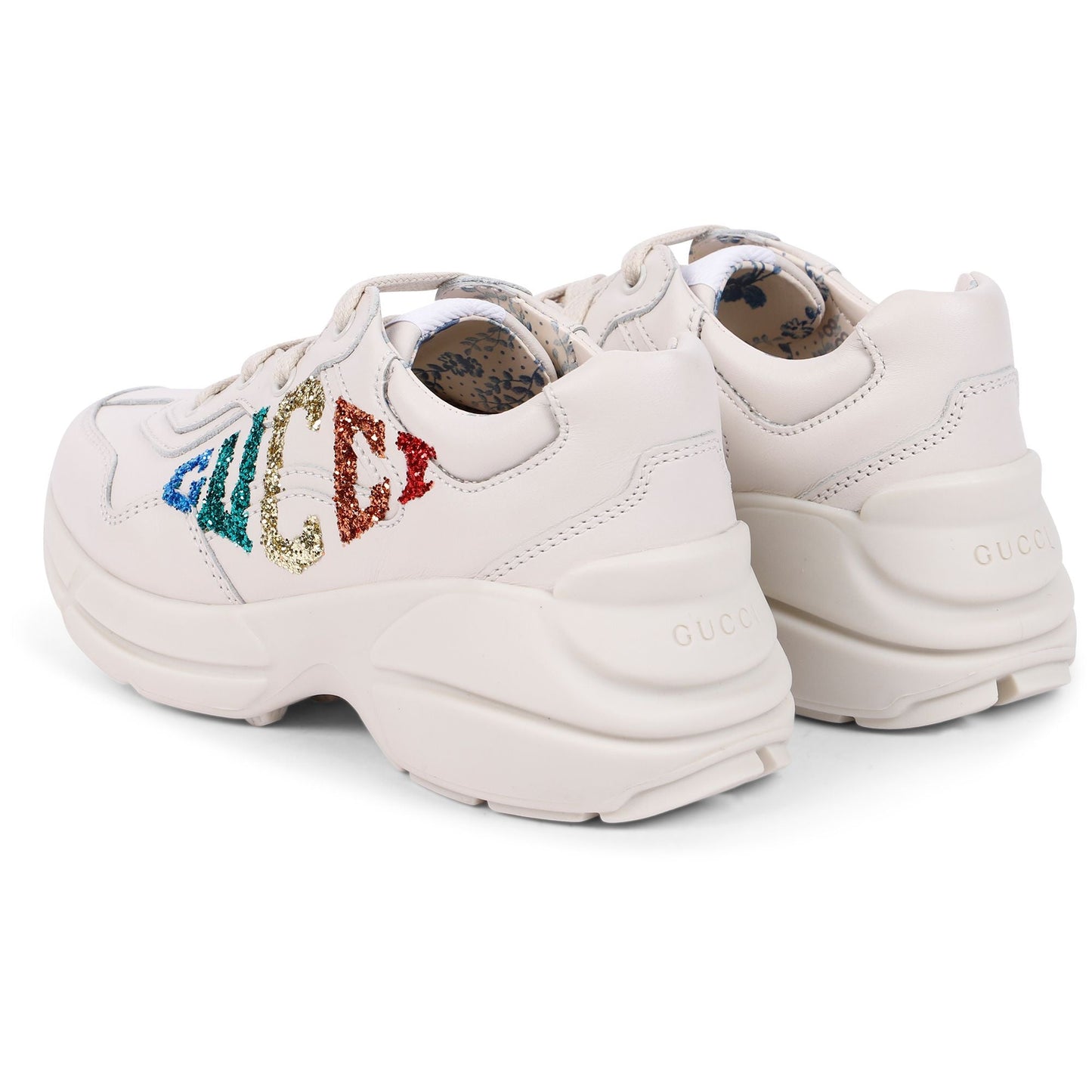 Girl GUCCI Rainbow Logo Sneakers in White