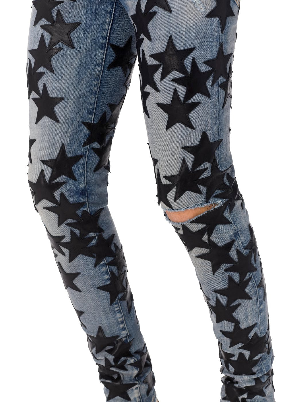 AMIRI CHEMIST LEATHER STARS  SKINNY JEAN