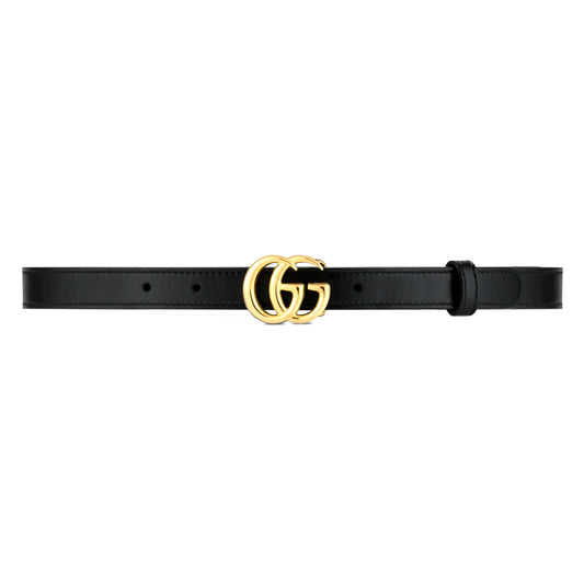 Gucci GG Marmont thin leather belt with shiny buckle