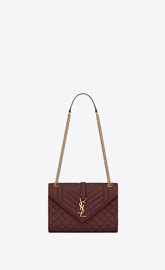 Yves Saint Laurent YSL Enveloppe Medium Bag In Mix Matelasse Grain De Poudre  Embossed Leather