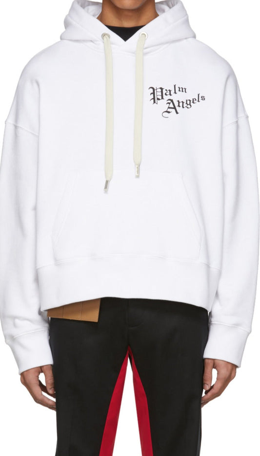 Hombres Palm Angels sudadera con capucha blanca del Sagrado Corazón 