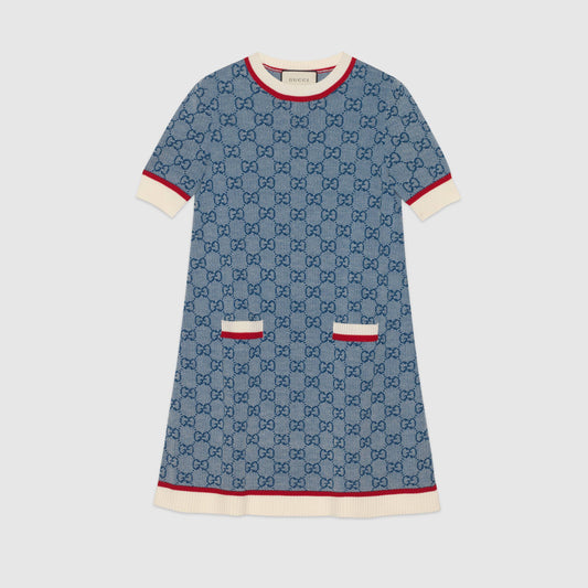 Robe en maille Gucci bleue GG