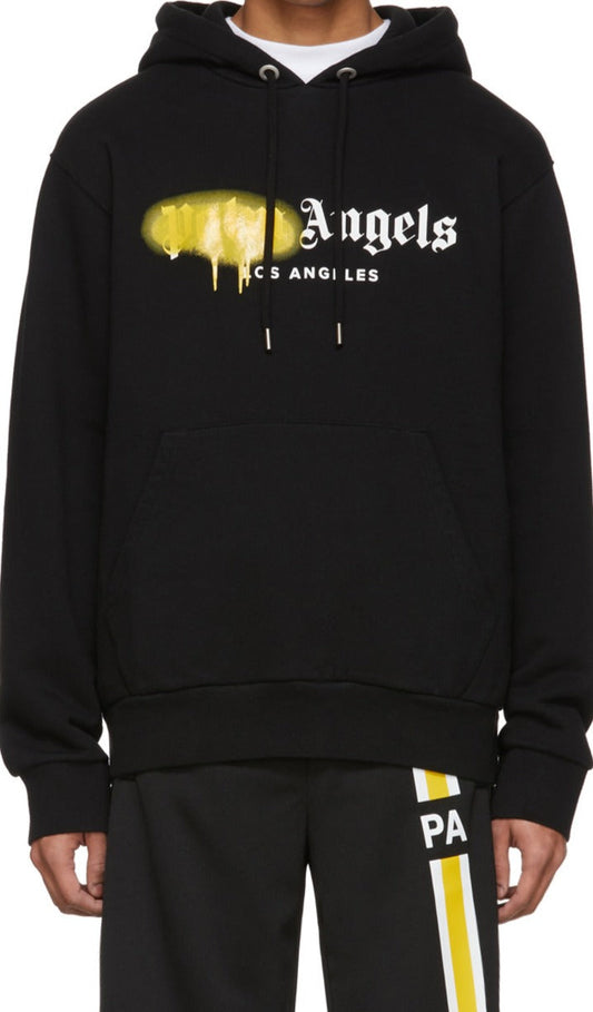 Hombres Palm Angels sudadera con capucha negra 'Los Angeles' Sprayed