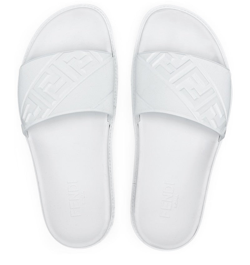 FENDI White rubber slides