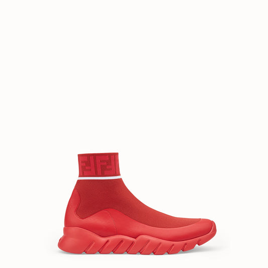 Men Fendi Sneakers Red, tech fabric high tops