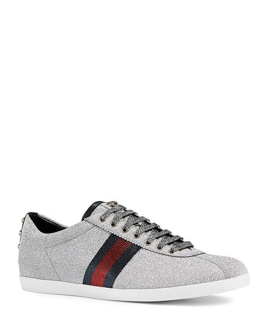 Gucci Men's Bambi Web Metallic Sneakers