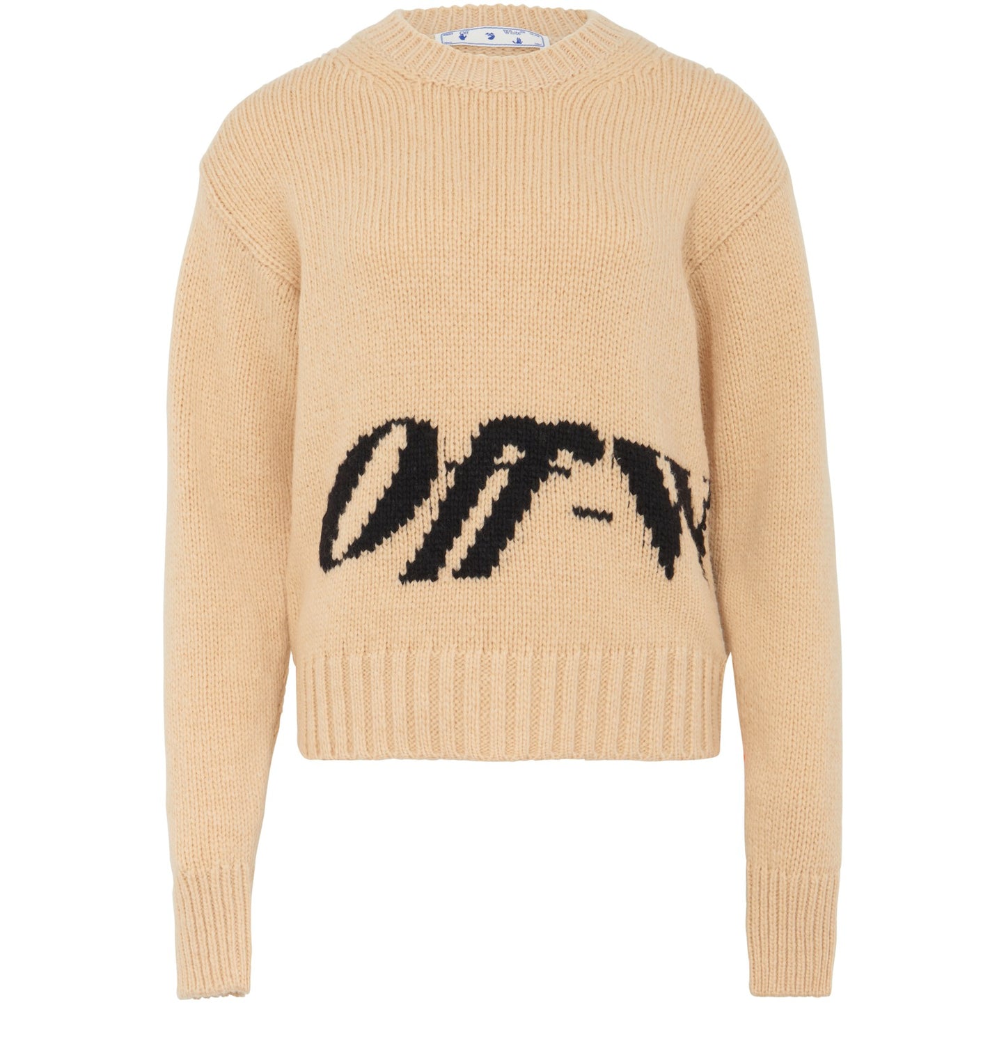 OFF-WHITE Jersey con cuello redondo y logo en intarsia