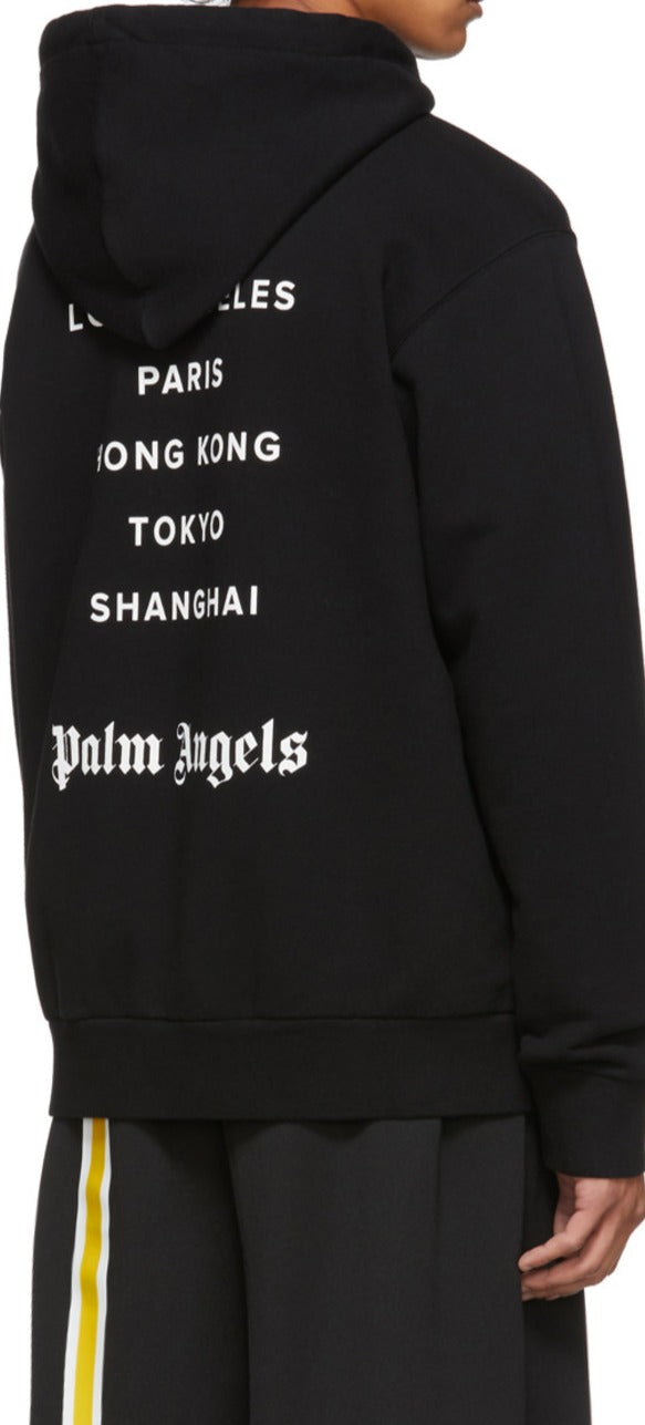 Sweat à capuche imprimé Palm Angels noir 'Los Angeles' pour hommes