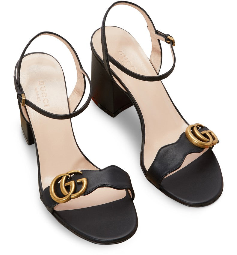 GUCCI Marmont Sandales à talon mi-haut en cuir