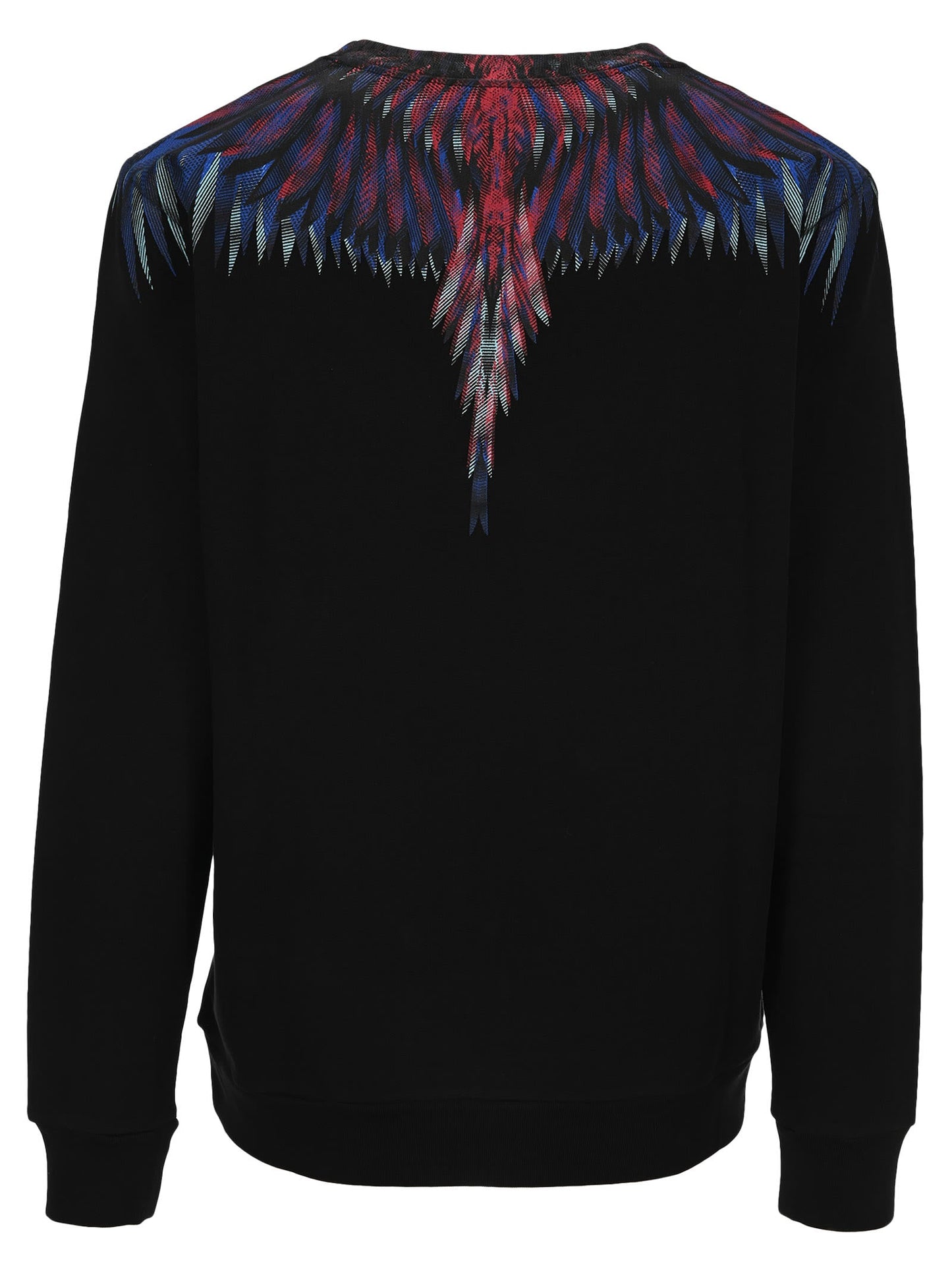 MARCELO BURLON SUDADERA DE ALGODÓN NEGRO AZUL ESTAMPADO ALAS