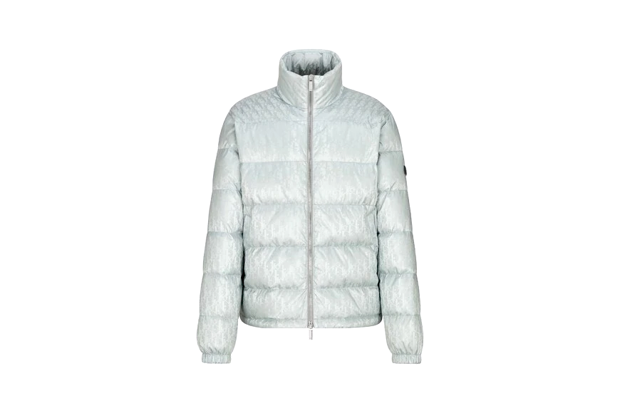Dior GRAY DOWN PUFFER JACKET WITH DIOR OBLIQUE PRINT