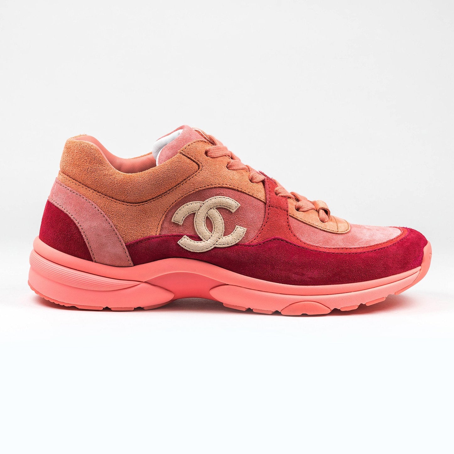 Men CHANEL CC LOGO DARK PINK SUEDE SNEAKER