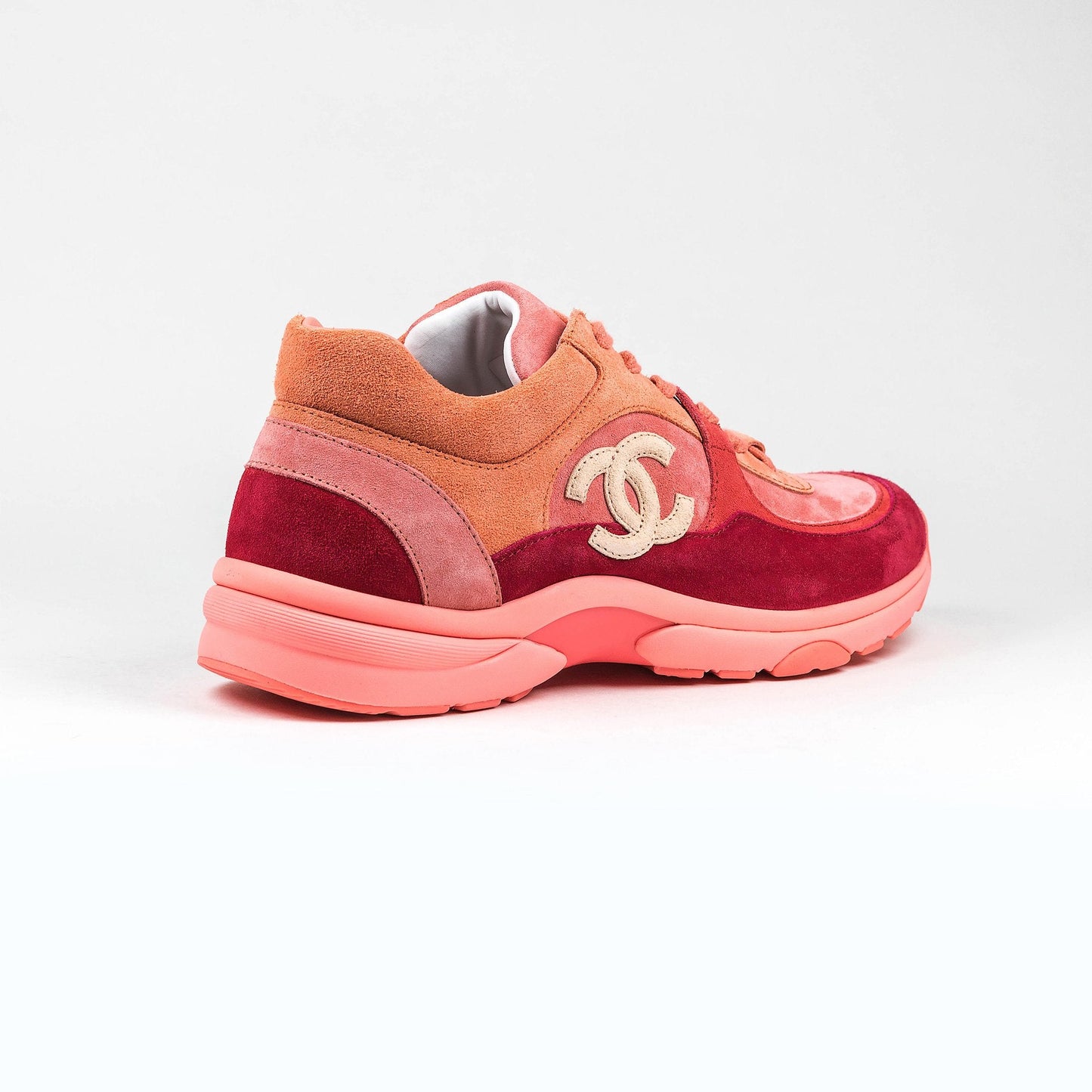 Men CHANEL CC LOGO DARK PINK SUEDE SNEAKER