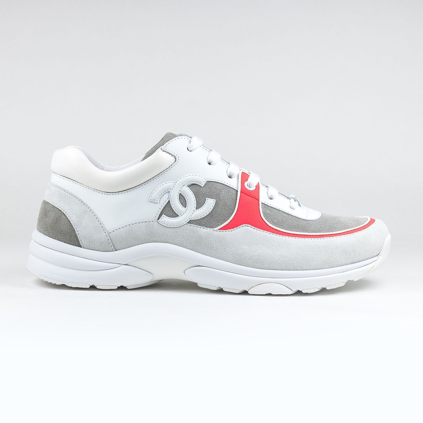 MEN CHANEL CC LOGO WHITE FLOURESCENT RED SNEAKER