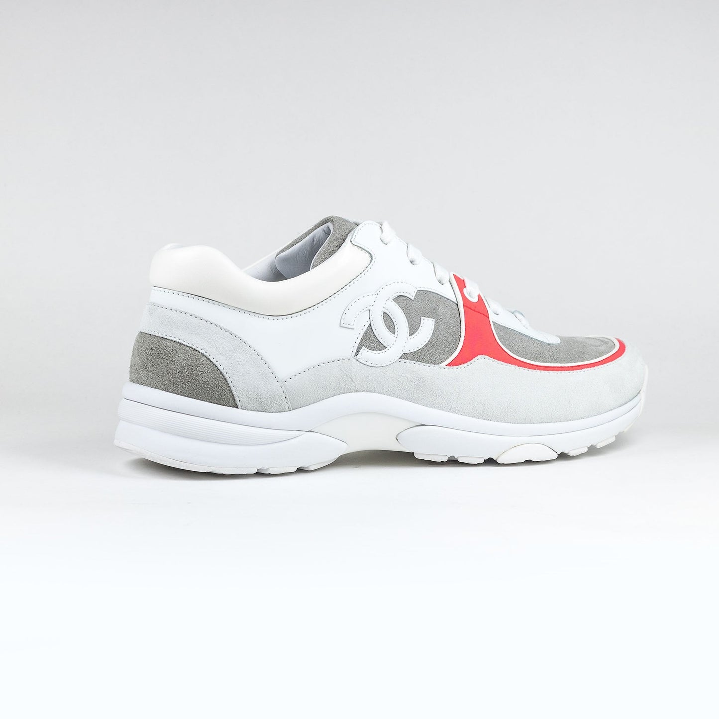 MEN CHANEL CC LOGO WHITE FLOURESCENT RED SNEAKER