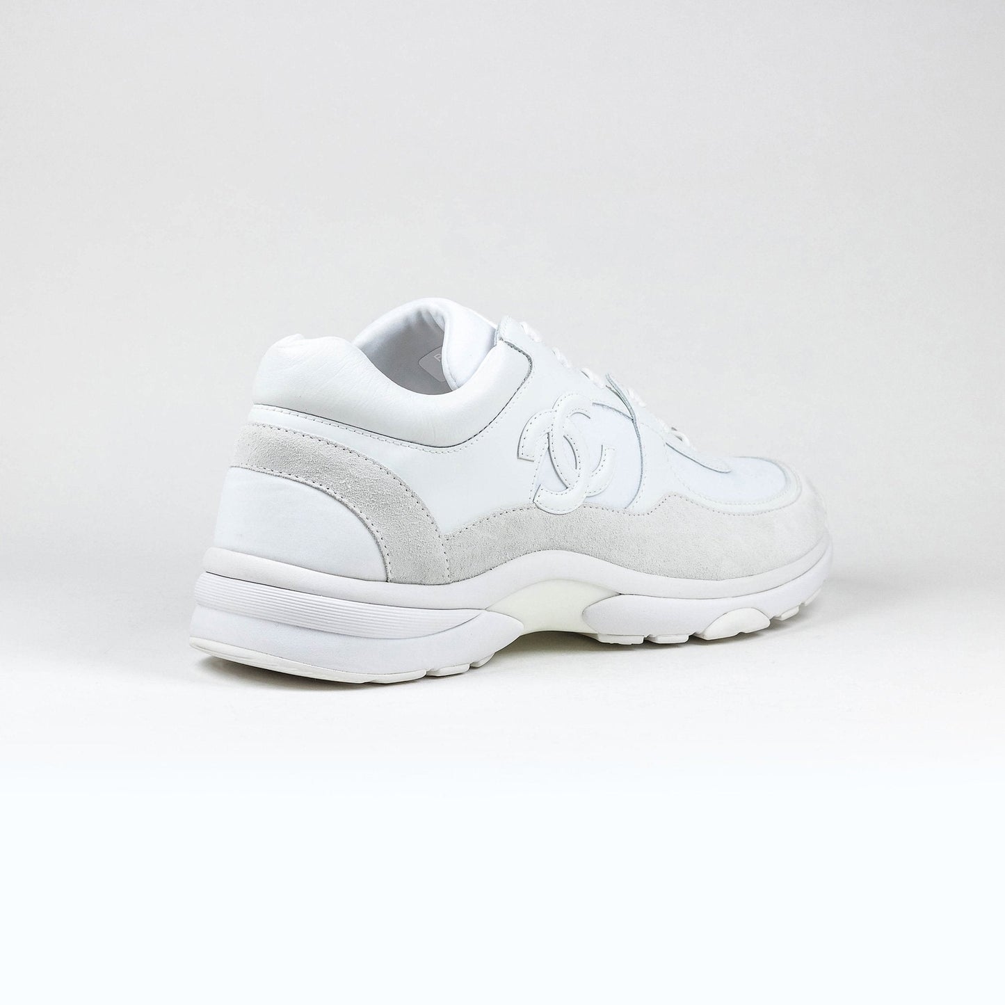 CHANEL CC LOGO TRIPLE WHITE SNEAKER