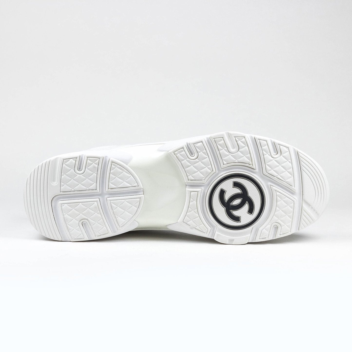 CHANEL CC LOGO TRIPLE WHITE SNEAKER