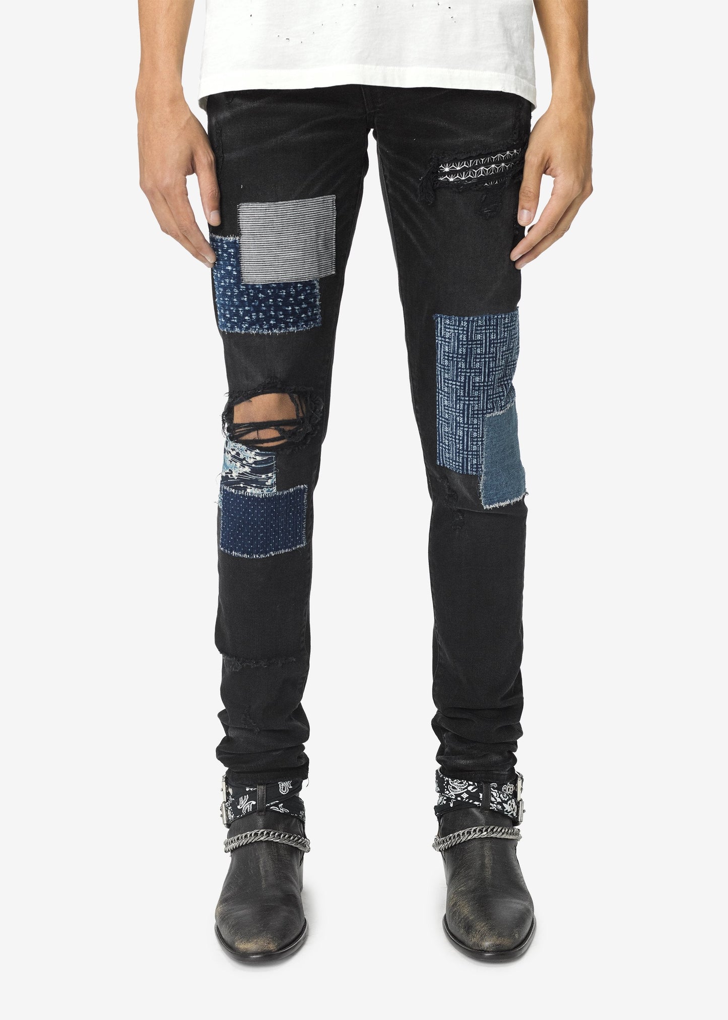 MEN AMIRI JAPANESE REPAIR JEAN AGED BLACK