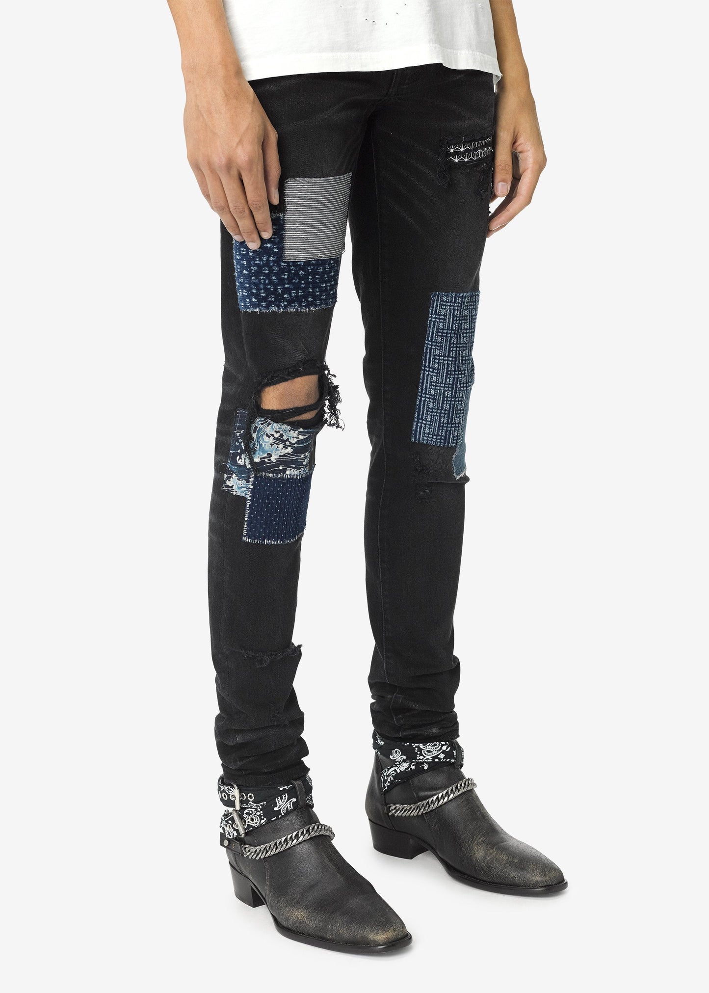 MEN AMIRI JAPANESE REPAIR JEAN AGED BLACK