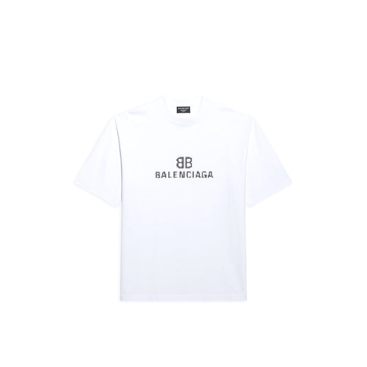 CAMISETA BALENCIAGA BB PIXEL DE AJUSTE MEDIANO EN BLANCO