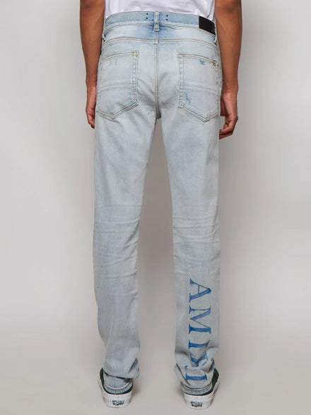 AMIRI Distressed Watercolor Logo Jean 70's Indigo Blue