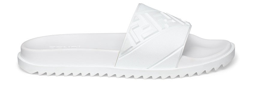 FENDI White rubber slides