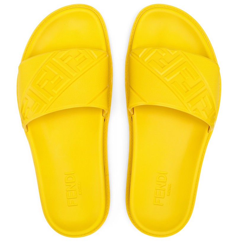 FENDI Yellow rubber slides