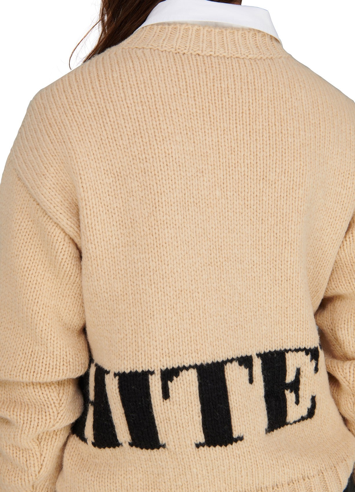 OFF-WHITE Jersey con cuello redondo y logo en intarsia