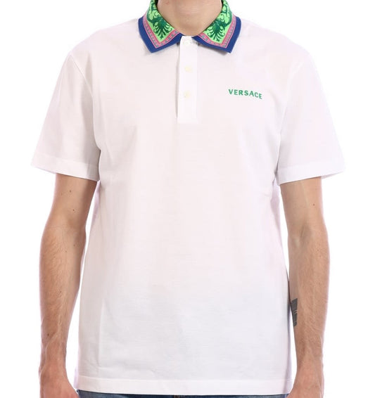 Men VERSACE BAROQUE POLO SHIRT White