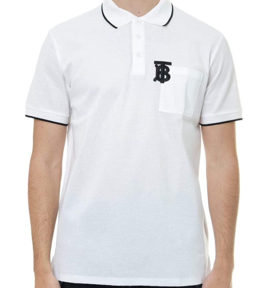 Men BURBERRY WHITE PIQUÉ COTTON POLO WITH LOGO shirt