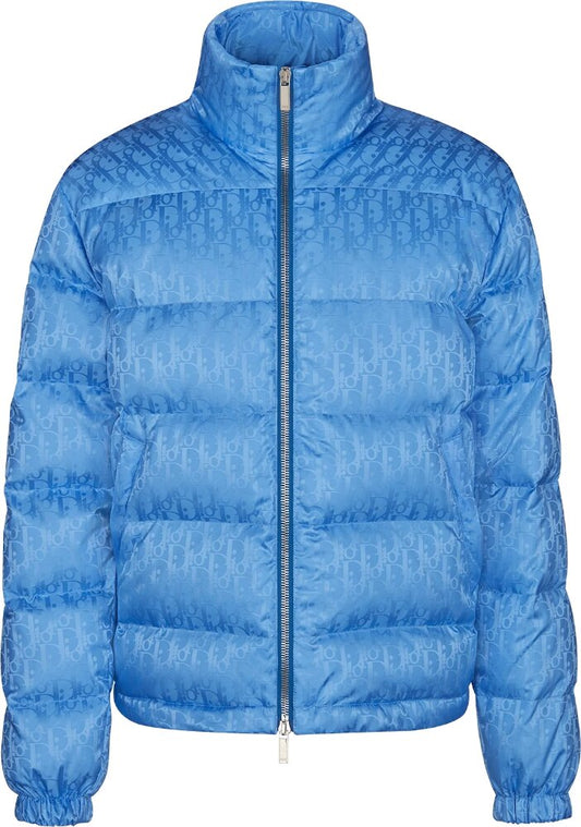 BLUE DIOR OBLIQUE PRINTED DOWN PUFFER JACKET