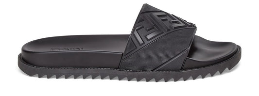 FENDI Black rubber slides