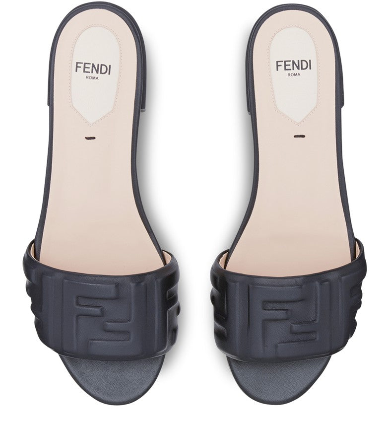 FENDI Black leather slides