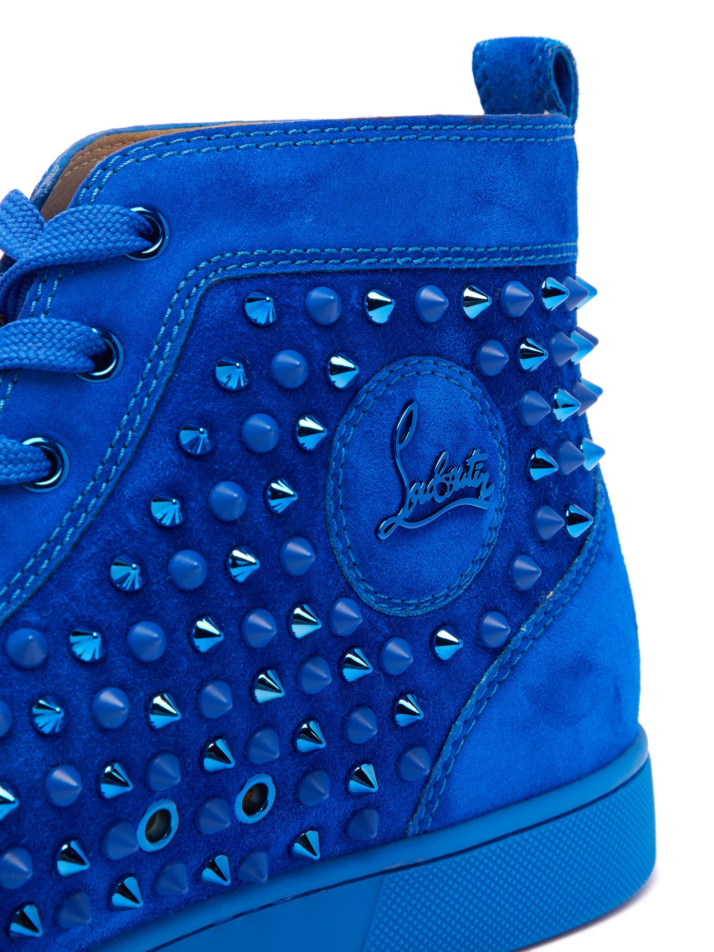 Men Louboutin Louis spike-embellished  Sneakers high-top suede  Blue