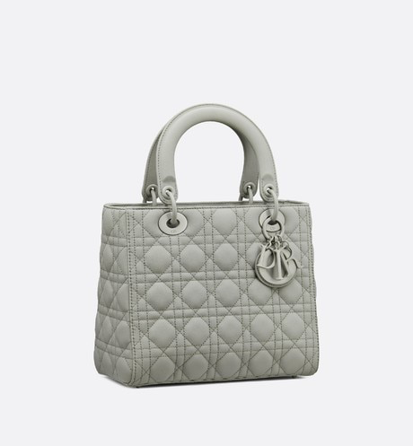 BOLSO DIOR MEDIANO PIEDRA GRIS LADY DIOR DE BECERRO MATE