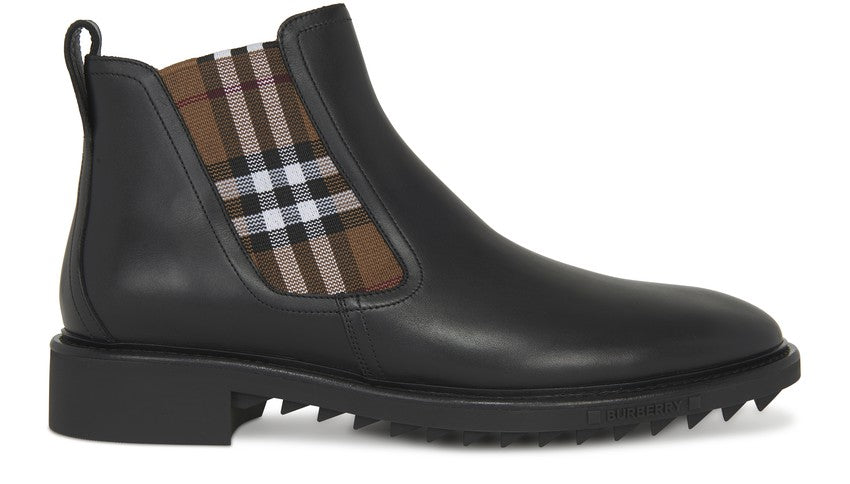 BURBERRY Bottines à carreaux en cuir