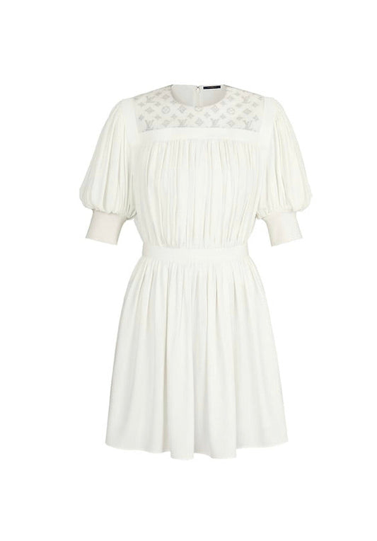 WOMEN LV LOUIS VUITTON FLUID DRESS WITH EMBROIDERED PLASTRON