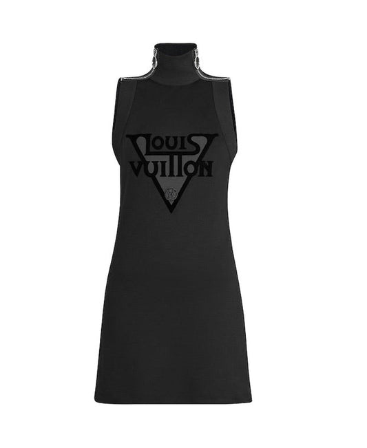 WOMEN LV LOUIS VUITTON MIDNIGHT JERSEY DRESS WITH SHOULDER ZIP